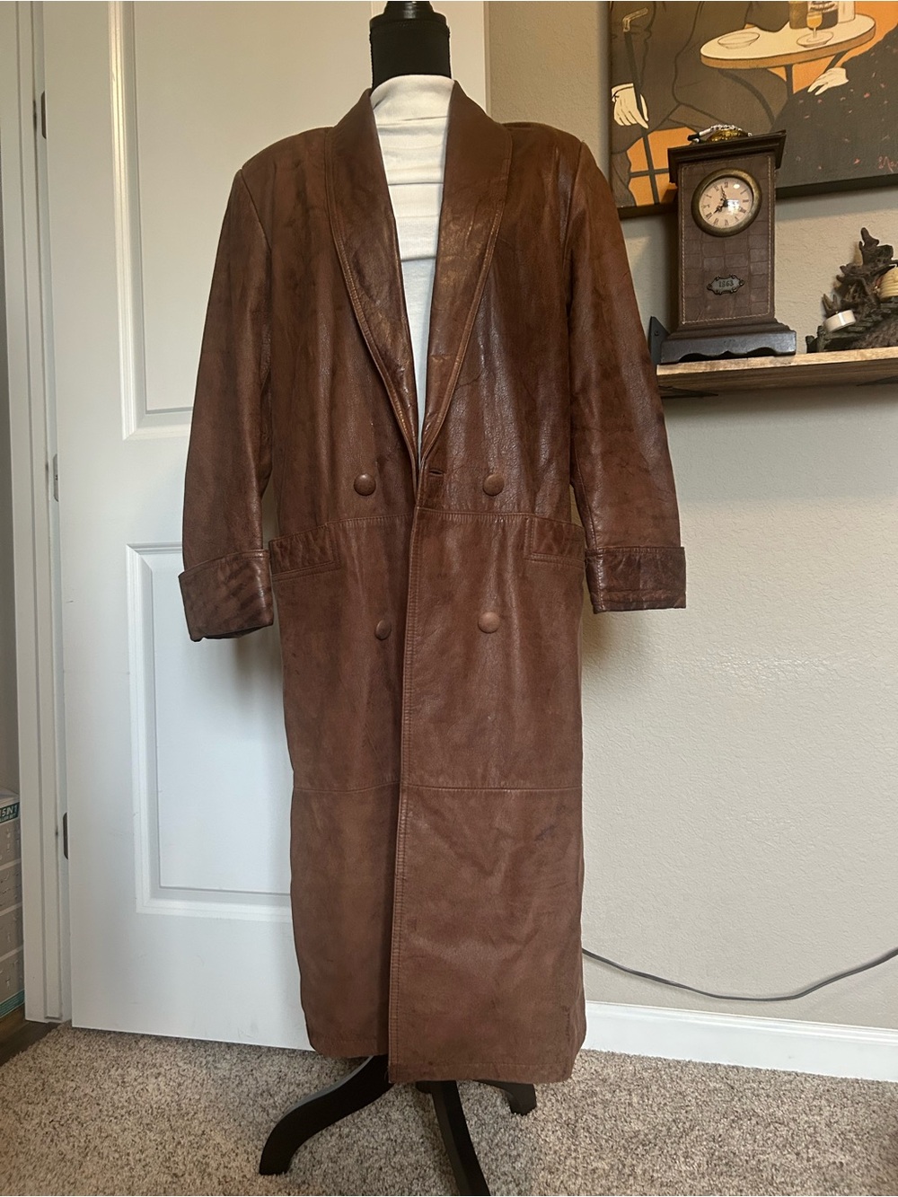Pelle Studio Vintage 90s Leather Long Coat Women's Size PS